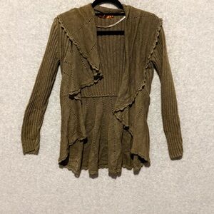 Bellini Olive Knit Cowl Open Sweater